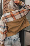 MQTIME  -  Plaid Corduroy Flap Pockets Button Up Jacket