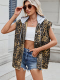 MQTIME  -  Leopard Buttton Up Denim Vest