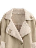 MQTIME  -   Collared Neck Long Sleeve Plush Jacket