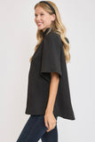 MQTIME  -  Umgee Bow Tie Back Mock Neck Half Sleeve Blouse