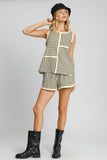 MQTIME  -  Umgee Round Neck Texture Striped Tank