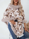 MQTIME  -   Furry Contrast Three-Quarter Poncho