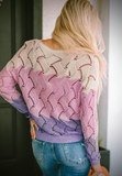 MQTIME  -  Color Block Hollow Boat Neck Sweater