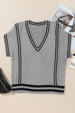 MQTIME  -  Striped Trim V-Neck Sweater Vest