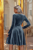 MQTIME  -  Round Neck Long Sleeve Knee Length Dress