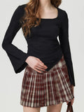 MQTIME  -  Square Neck Flare Sleeve T-Shirt
