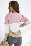 MQTIME  -   Color Block Waffle Knit Long Sleeve Top