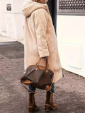 MQTIME  -  Plus Size Zip Up Sherpa Hooded Coat