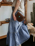 MQTIME  -  Tiered Button-Fly Denim Skirt