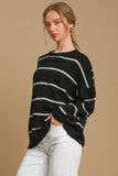 MQTIME  -  Umgee Wool Blend Striped Round Neck Sweater