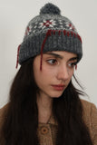 MQTIME  -  Seam Trim Geometric Knit Hat