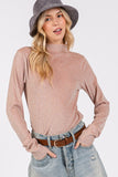 MQTIME  -  SAGE + FIG Glitter Mock Neck Lettuce Hem Long Sleeve Top
