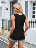 MQTIME  -  Ribbed Solid Color V-Neck Tank