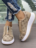 MQTIME  -  Floral Round Toe Sneakers with Zip