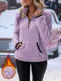 MQTIME  -  Half Zip Long Sleeve Furry Sweatshirt