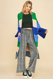 MQTIME  -   Color Block Kimono Sleeve Open Front Cardigan