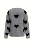 MQTIME  -  Valentine’s Day Heart Round Neck Long Sleeve Sweater