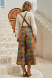 MQTIME  -  Floral Crisscross Strap Wide Leg Overalls