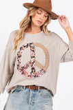 MQTIME  -  SAGE + FIG Floral Peace Patch Round Neck Top