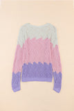 MQTIME  -  Color Block Hollow Boat Neck Sweater