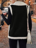 MQTIME  -  Full Size Contrast Open Front Sherpa Vest Coat