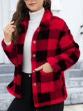 Button Up Drop Shoulder Fuzzy Jacket