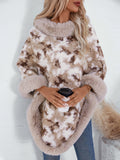 MQTIME  -   Furry Contrast Three-Quarter Poncho