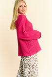 MQTIME  -    Star Front Crochet Drop Shoulder Knit Top
