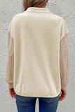 MQTIME  -  Half Zip Textured Patchwork Drop Shoulder Sweatshirt