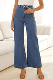 MQTIME  -  High Waist Bootcut Jeans with Pockets