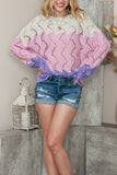 MQTIME  -  Color Block Hollow Boat Neck Sweater