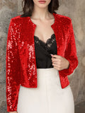 MQTIME  -  Full Size Sequin Open Front Cropped Jacket
