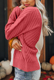 MQTIME  -  Color Block Textured Drop Shoulder Sweater