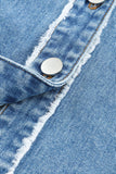 MQTIME  -   Raw Hem Color Block Denim Jacket