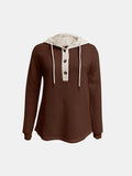 MQTIME  -  Full Size Waffle-Knit Contrast Long Sleeve Hoodie