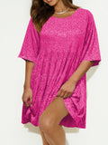 MQTIME  -  Round Neck Half Sleeve Mini Dress