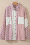 MQTIME  -  Color Block Houndstooth Collared Neck Shacket
