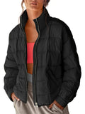 MQTIME  -  Pocketed Plaid Quilted Zip Up Winter Coat