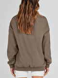MQTIME  -  Mock Neck Drop Shoulder Long Sleeve Sweatshirt