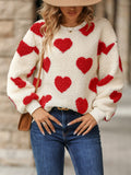 MQTIME  -  Fuzzy Heart Dropped Shoulder Sweatshirt
