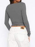 MQTIME  -  Button Down Long Sleeve Top