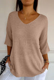 MQTIME  -  V-Neck Three-Quarter Sleeve Knit Top