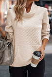 MQTIME  -  Textured Turtleneck Long Sleeve Sweatshirt