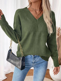 MQTIME  -  Perfee Twisted V-Neck Long Sleeve Sweatshirt