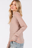 MQTIME  -  SAGE + FIG Glitter Mock Neck Lettuce Hem Long Sleeve Top