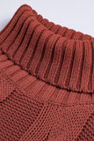 MQTIME  -  Cable-Knit Turtleneck Dropped Shoulder Sweater