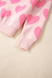 MQTIME  -  Valentine's Day Heart Jacquard Round Neck Sweater