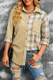 MQTIME  -  Plaid Button Up Drop Shoulder Shacket