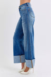 MQTIME  -  Judy Blue Full Size Distressed High Waist Wide Leg Jeans