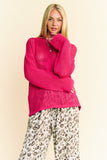 MQTIME  -    Star Front Crochet Drop Shoulder Knit Top